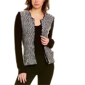 Donna Karan New York Color-Block Bouclé Cardigan NWT Sz L